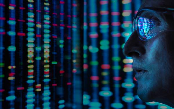 Abstract representation of autonomous AI systems in medical technology applications.