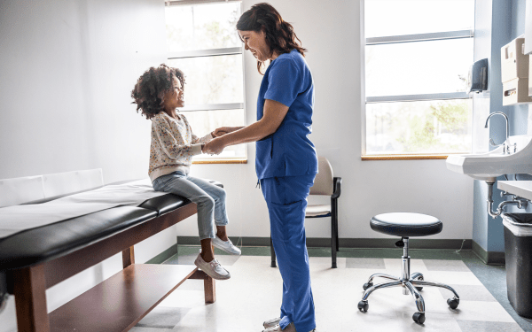 Infographic showing future healthcare trends including AI, digital inclusion, and connected care.