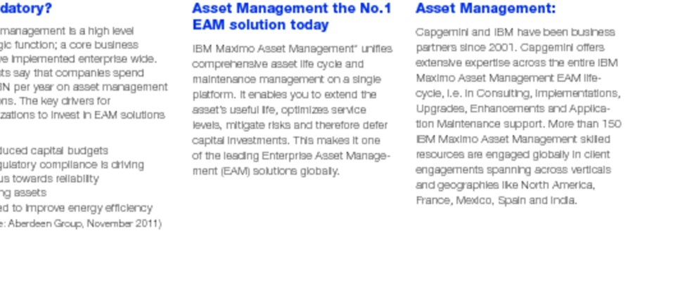 Ibm Maximo 企业资产管理的卓越运用 Capgemini 凯捷中国