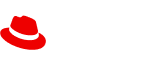 Logo van Red Hat, een gestileerde rode hoed, met daarnaast de naam 'Red Hat' geschreven.