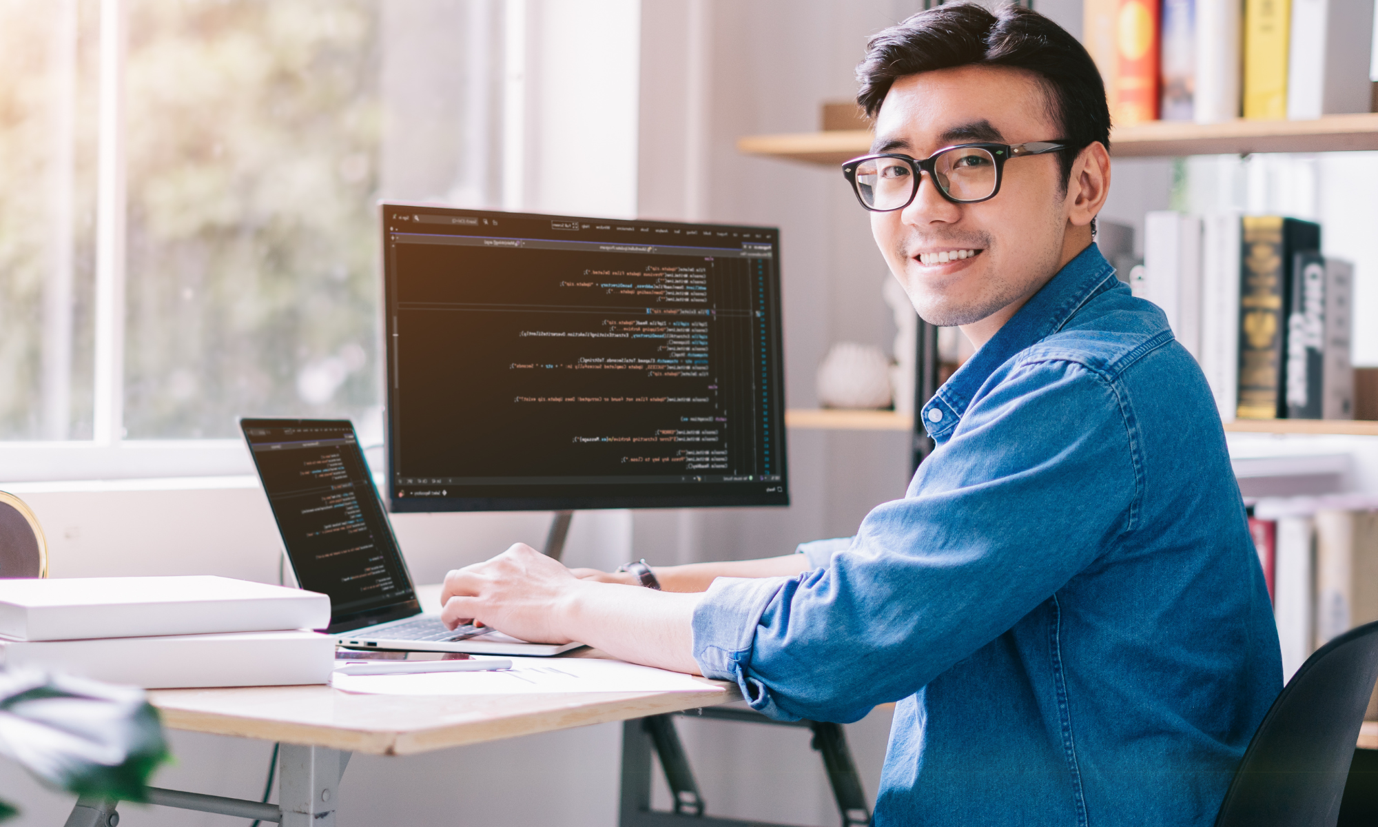 mężczynzna przy komputerze