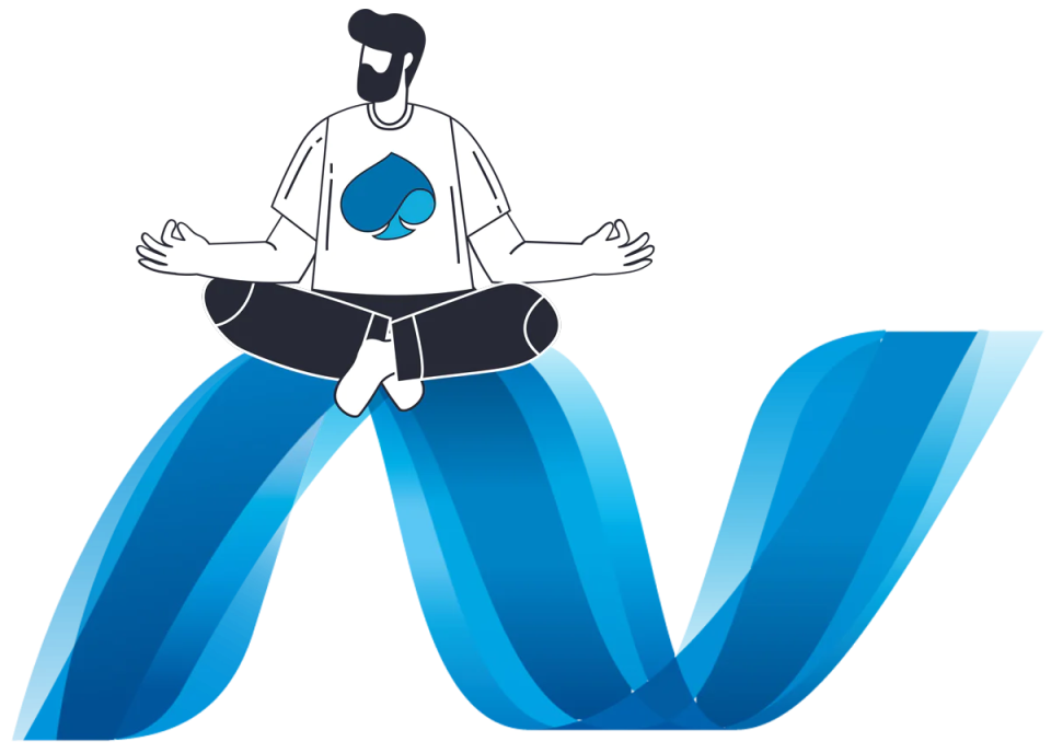 ikona z osobą siedzącą na niebieskiej fali