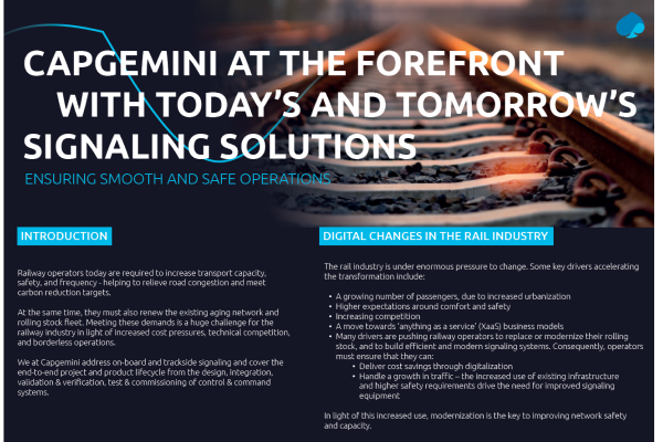 Capgemini at the forefront With today’s and tomorrow’s Signaling solutions